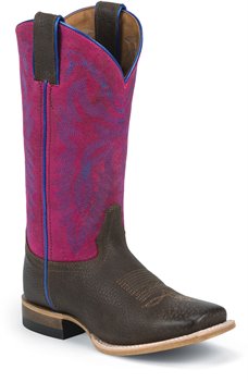 Chocolate Grizzly Pink Justin Boot Luckenbach
